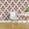 Peel & Stick Wallpaper 2FT Wide Floral Block Print Autumn Flowers Red Green Beige Americana Custom Removable Wallpaper by Spoonflower